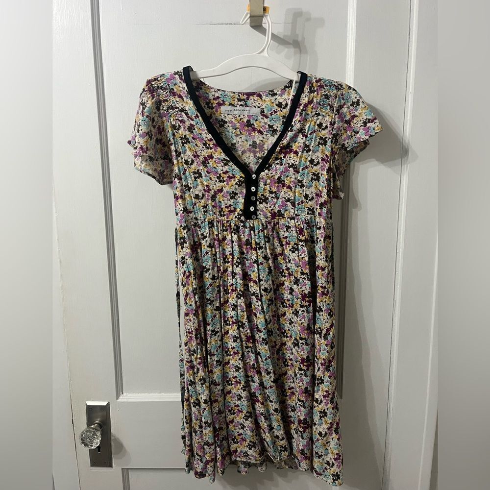 Zara Black and Cream Floral Cap Sleeve Dress